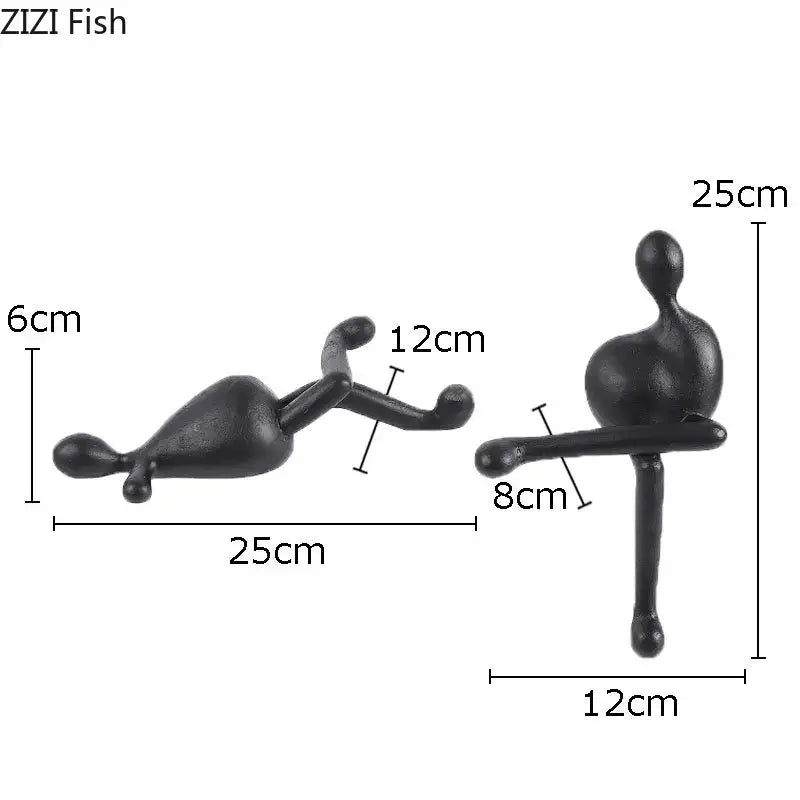 Black matte finished decorbites abstract characters resin sculpture depicting dynamic human-like forms for modern decor