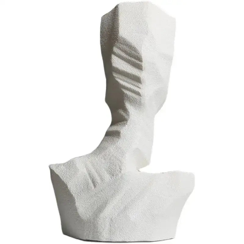 White textured resin bust sculpture with abstract angular design decorbites abstract characters for modern decor