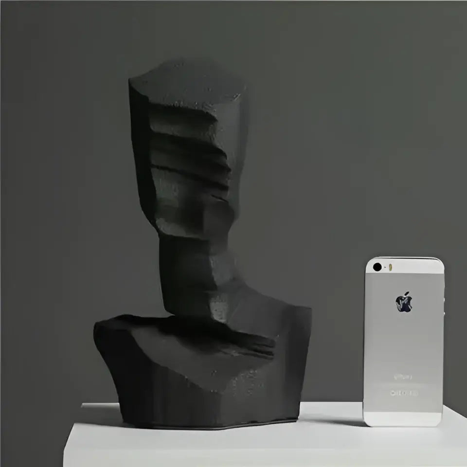 Black decorbites abstract characters sculpture with textured layered surface for modern living room and hotel entry decor