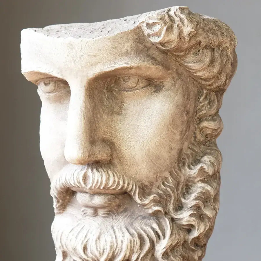 Ancient marble bust style decorbites abstract david face resin sculpture with detailed beard and curly hair for home decor