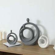 Gray ceramic sculpture set with concentric circles and spheres in decorbites abstract family geometric home decor