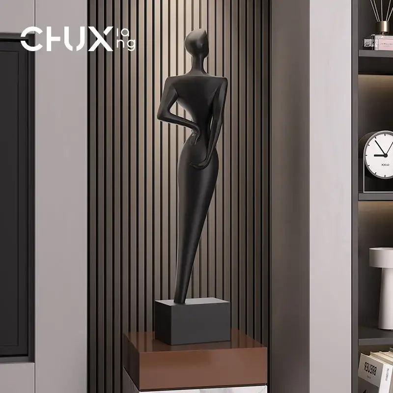 Black chuxiang abstract figure art sculpture with sleek minimalist design and glossy finish for luxury living room decorbites abstract figure