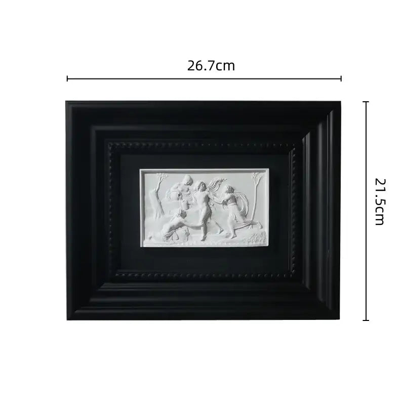 Black-framed rectangular relief sculpture with white classical figures decorbites abstract figure decorative painting wall decor