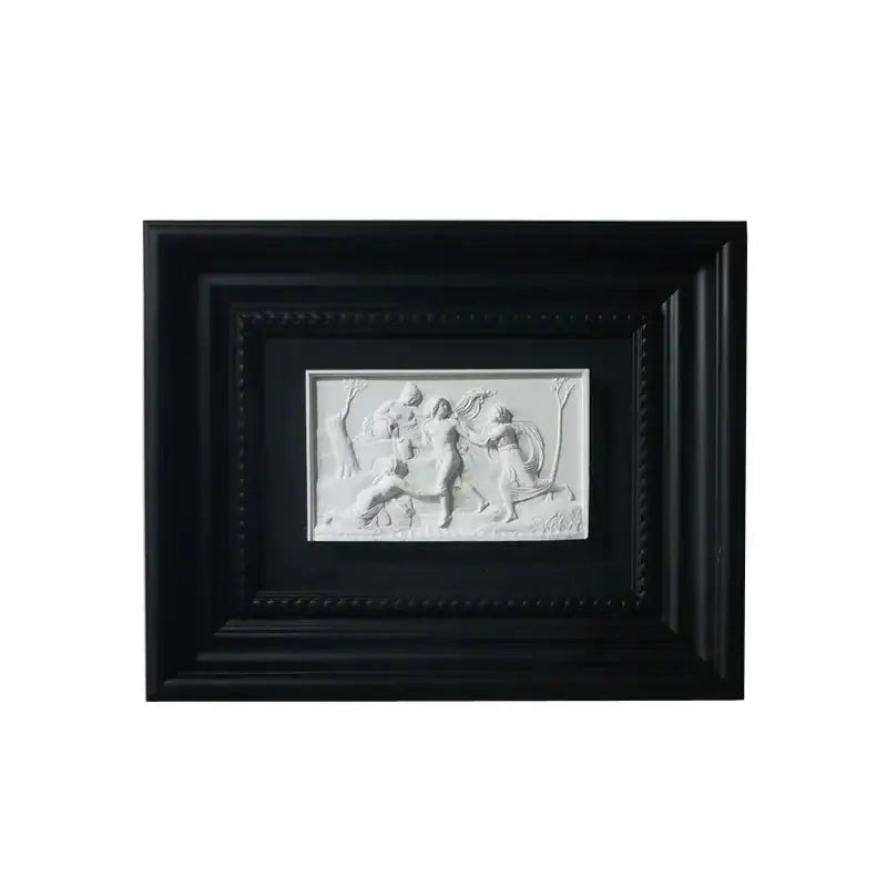 DecorBites™ abstract figure relief sculpture in white with black frame decorative painting wall decoration