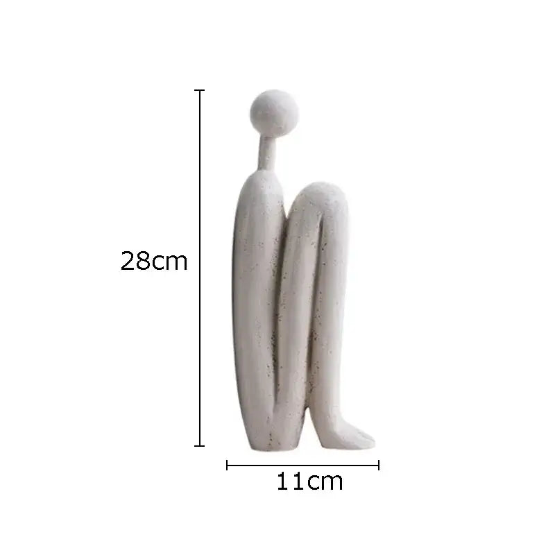 Minimalist white ceramic resin sculpture decorbites abstract figure with smooth curves for modern desk decor
