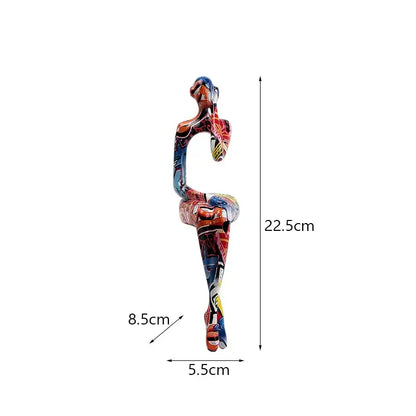 Decorbites abstract figurine modern pop art sculpture featuring vibrant reds blues and yellows for home decor
