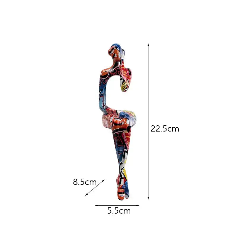 Decorbites abstract figurine modern pop art sculpture featuring vibrant reds blues and yellows for home decor