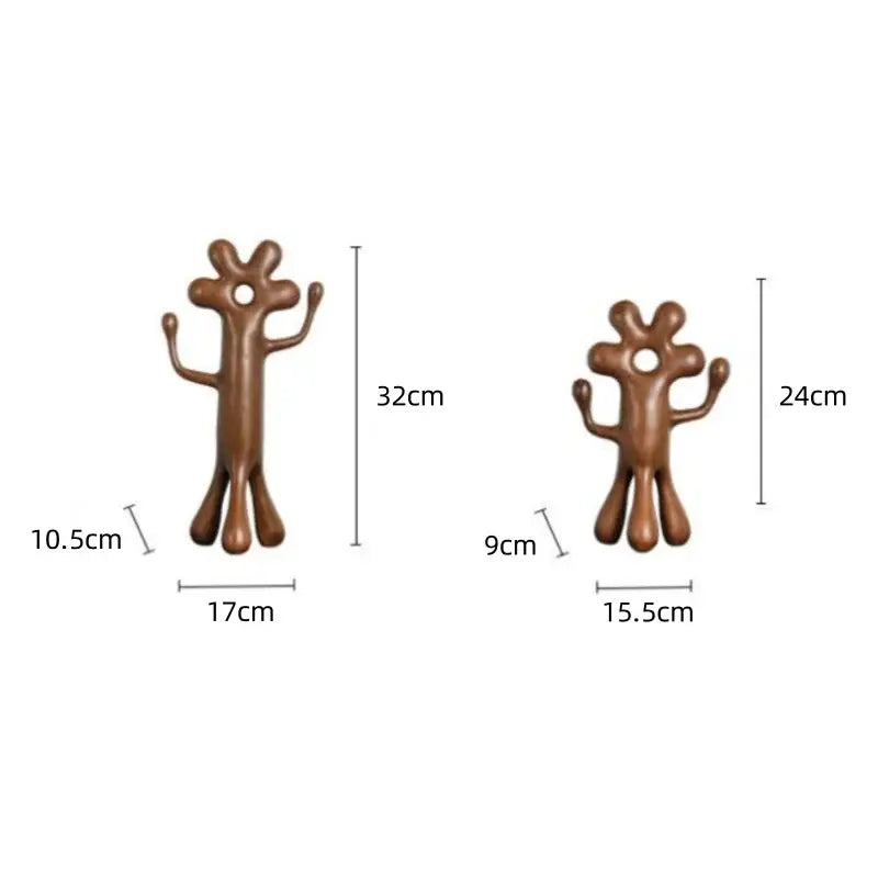 Bronze-colored decorbites abstract flower man alien sculpture with smooth glossy surface for home decor display