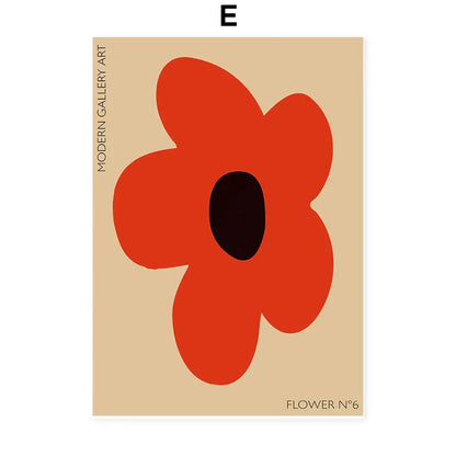 Abstract Flowers Wall Art Print Canvas Decor - E / 21X30CM - Posters