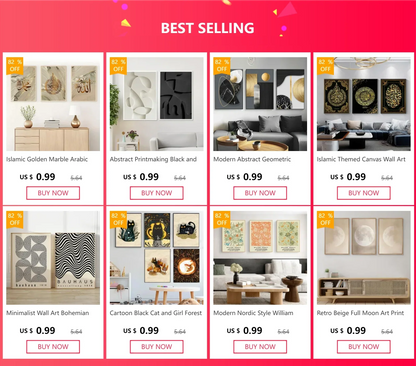 Abstract Geometric 3-Piece Luxury Canvas Wall Art - Posters