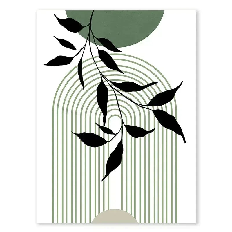 Abstract Green Plants Wall Art Trio - 1 / 50x70CM No Frame - Posters