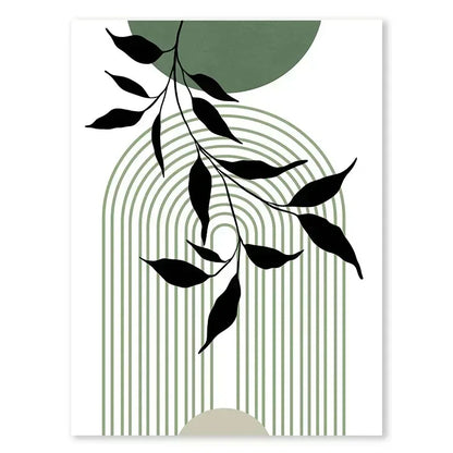 Abstract Green Plants Wall Art Trio - 1 / 50x70CM No Frame - Posters