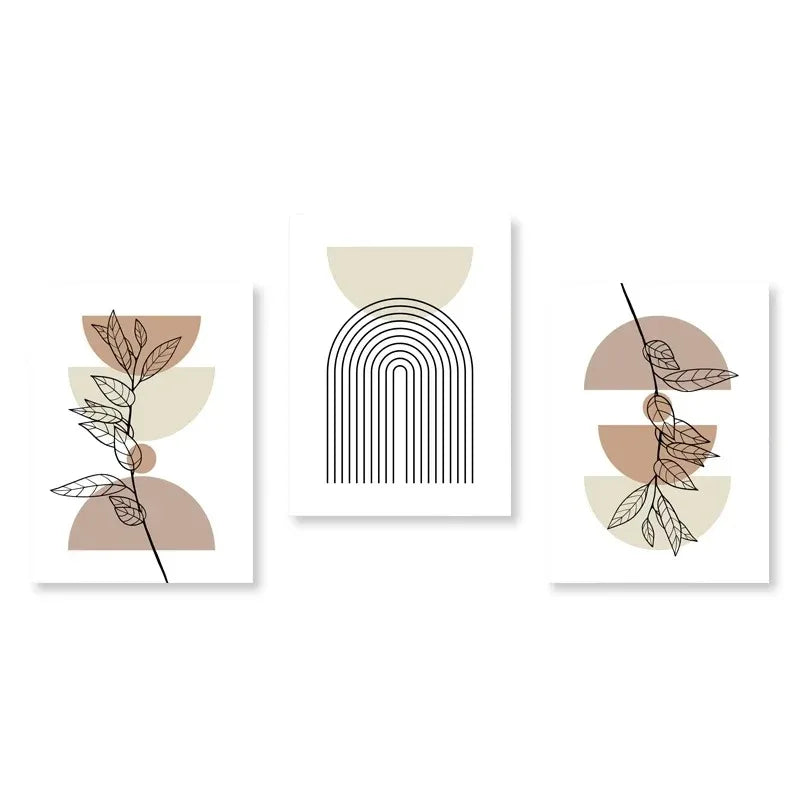 Abstract Green Plants Wall Art Trio - Clear / 40x50CM No Frame - Posters
