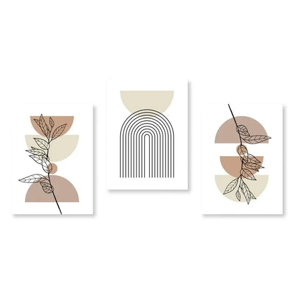 Abstract Green Plants Wall Art Trio - Clear / 40x50CM No Frame - Posters