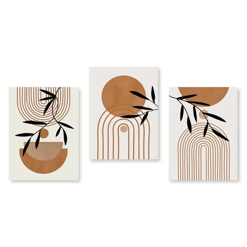 Abstract Green Plants Wall Art Trio - MULTI / 50x70CM No Frame - Posters