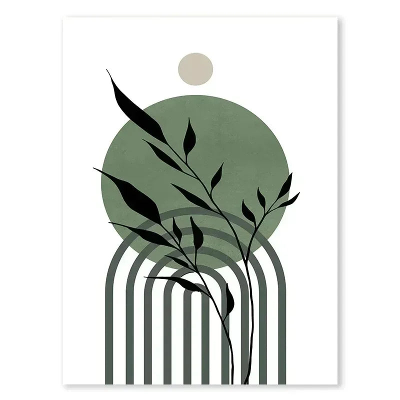Abstract Green Plants Wall Art Trio - 3 / 20x30CM No Frame - Posters