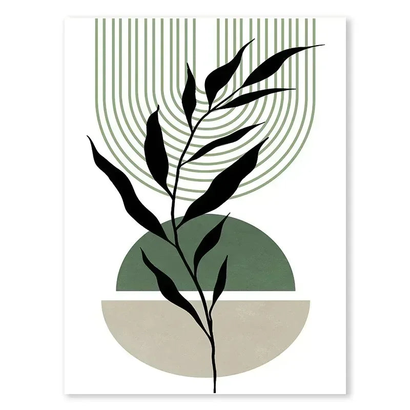 Abstract Green Plants Wall Art Trio - 2 / 40x60CM No Frame - Posters