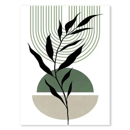 Abstract Green Plants Wall Art Trio - 2 / 40x60CM No Frame - Posters