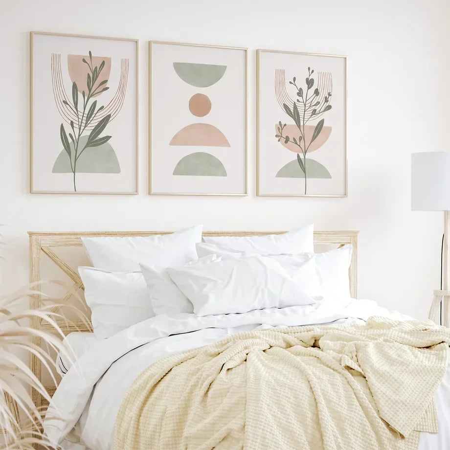 Abstract Line Leaf Geometry Canvas Wall Art - Posters