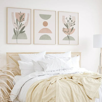 Abstract Line Leaf Geometry Canvas Wall Art - Posters