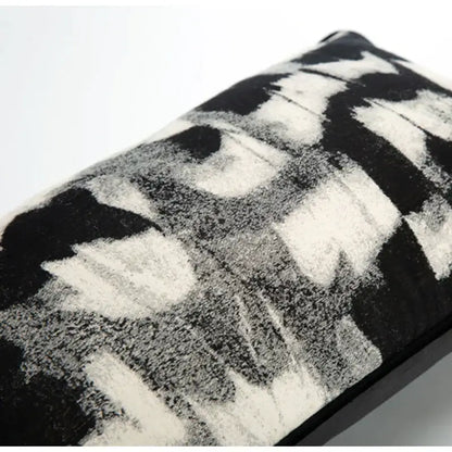 Black and white decorbites abstract monochrome jacquard pillow cover with textured painterly design for bedroom decor
