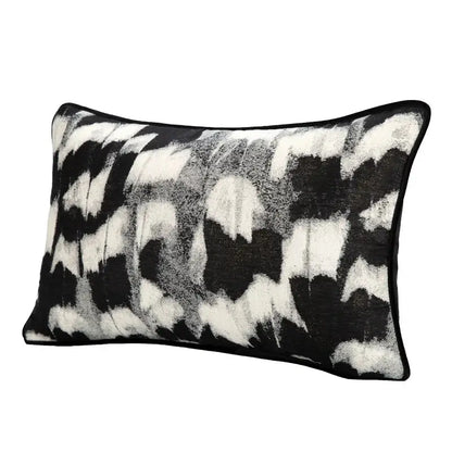 Rectangular black and white decorbites abstract monochrome jacquard pillow cover with textured fabric for bedroom use