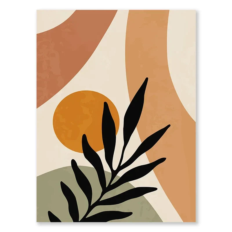 Abstract Nordic Leaf Canvas Wall Art - 01 / 30x40cm No Frame - Posters