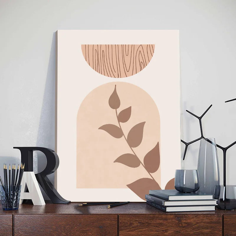 Abstract Orange Leaf Posters Set - Boho Home Wall Art - Posters