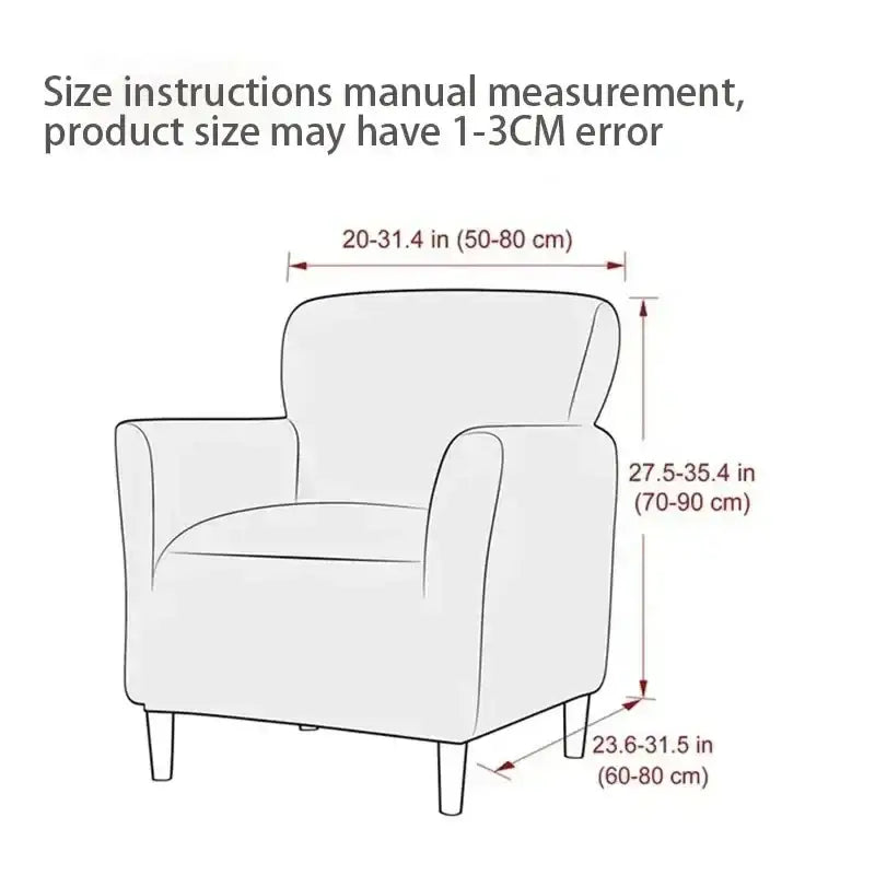 Minimalist accent chair with soft upholstered seat and backrest featuring decorbites™ stretch chair cover slipcovers