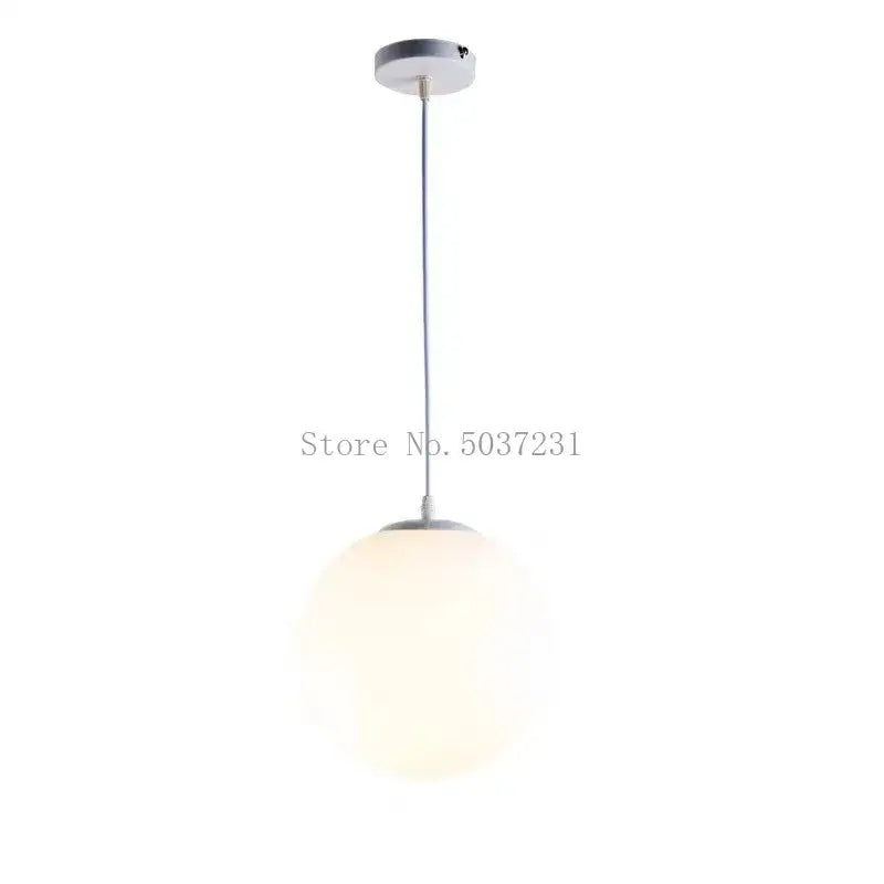 Modern nordic acrylic ball pendant light with frosted glass globe and chrome hardware for living room lighting