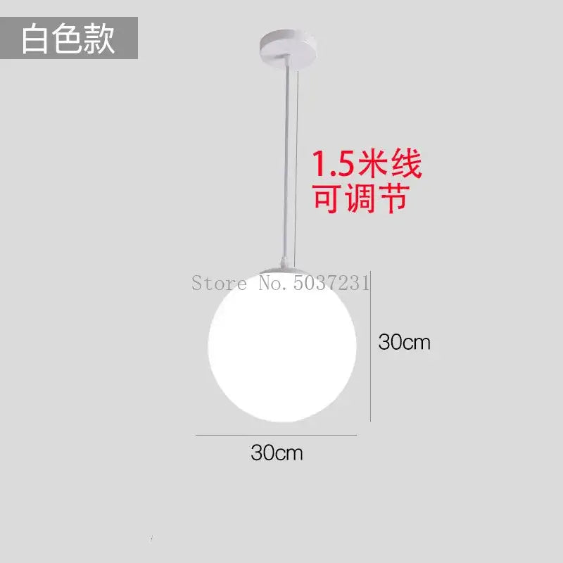 DecorBites™ white acrylic ball pendant with 30cm diameter and adjustable 1.5m cord for modern living room lighting