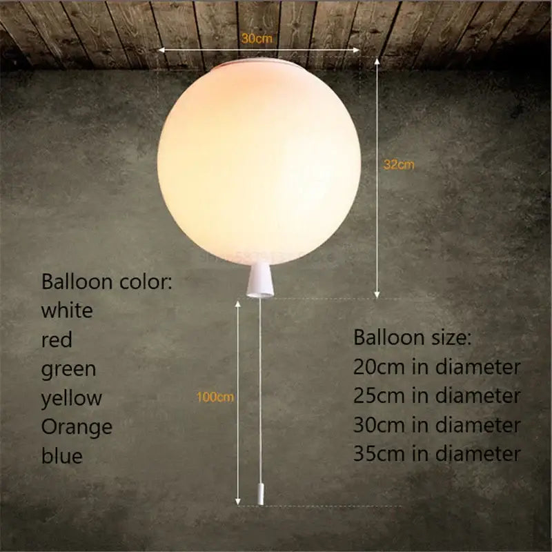 A glowing white matte acrylic balloon ceiling light with a small valve ideal for modern nordic living rooms and bedrooms