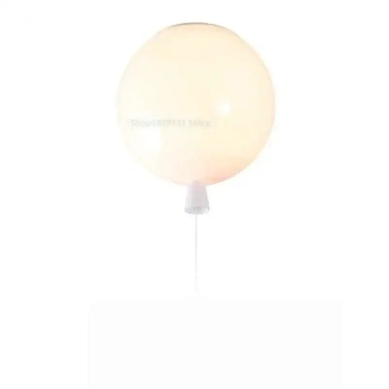 A soft glowing white acrylic balloon ceiling light with a sleek plastic base for modern nordic living room decor