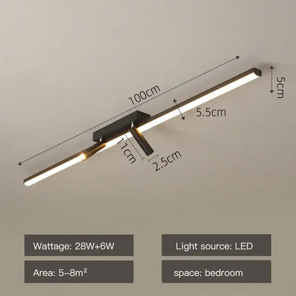 Modern black strip led ceiling light by DecorBites acrylic black strip with sleek rectangular design and two spotlights for indoor use