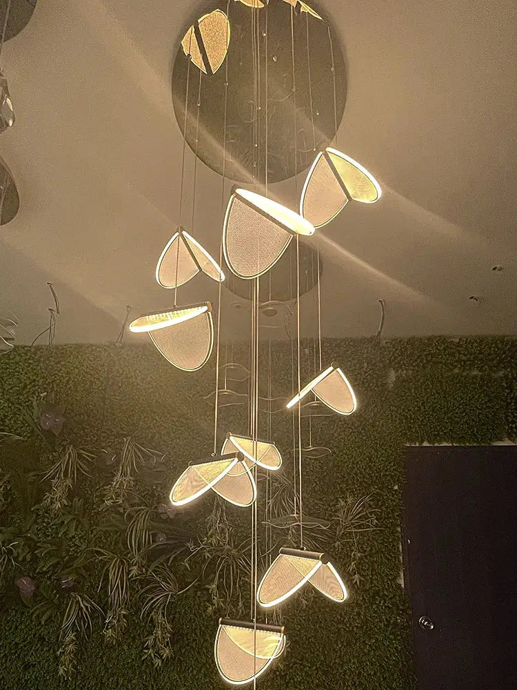 Modern decorbites™ acrylic blade stair chandelier with illuminated semi-circular light fixtures for cafes and villas