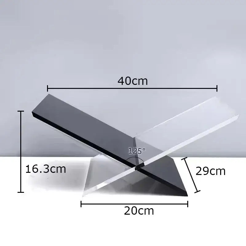 DecorBites™ modern acrylic bookshelf with geometric design black and transparent acrylic and marble base for home decor