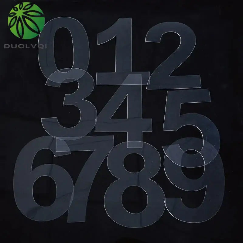Decorbites™ transparent acrylic cake decorating number cutouts stencil set in bold sans-serif font for sugar fondant decoration