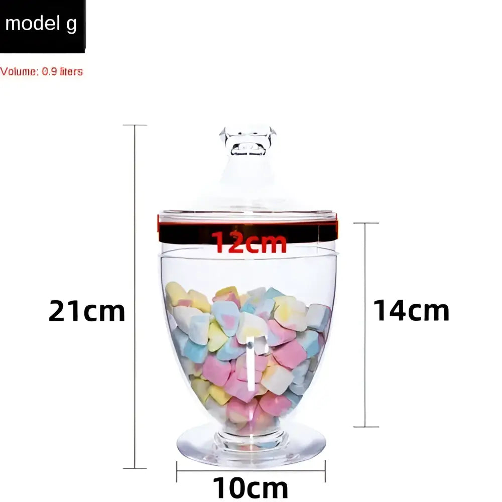 Clear acrylic candy jar from decorbites spice jar set with colorful heart-shaped candies and matching lid