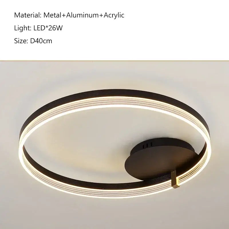 Modern acrylic ceiling chandelier by decorbites with sleek black frame and glowing led rings for living room lighting