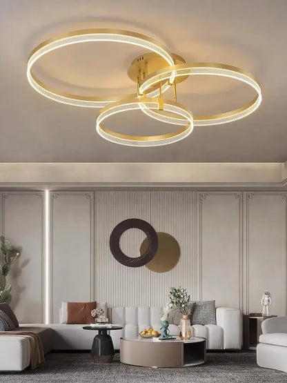 Gold-toned acrylic ceiling chandelier with sleek modern design for living room and kitchen ceiling chandelier lights