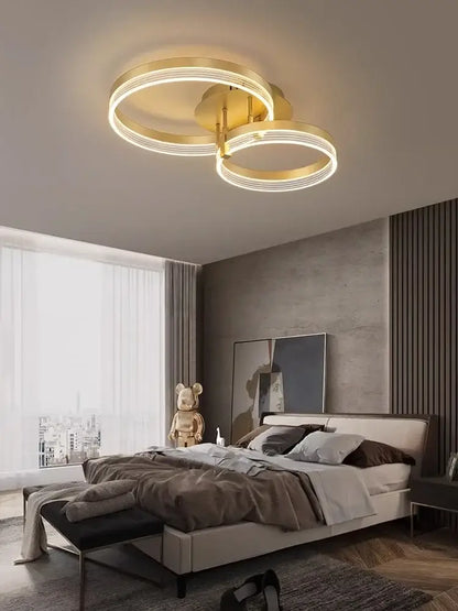 DecorBites™ modern gold-toned acrylic ceiling chandelier with sleek minimalist design for living room and kitchen lighting