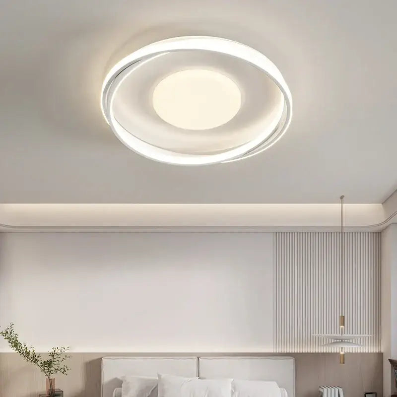 DecorBites acrylic chandelier minimalist indoor light with sleek chrome ring and soft white illumination for living spaces