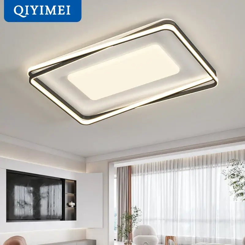 Modern rectangular decorbites™ acrylic chandelier with sleek metallic frame and soft white illumination minimalist indoor light