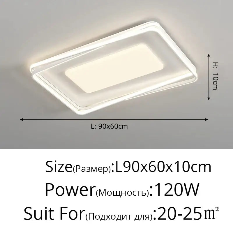 Modern rectangular decorbites™ acrylic chandelier with white frame and frosted glass minimalist indoor light for living spaces