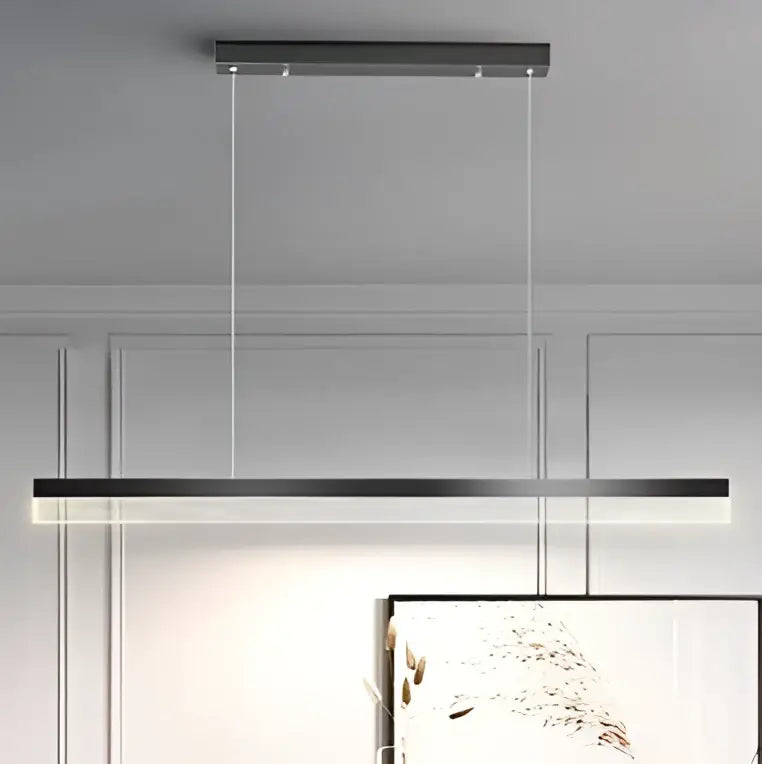 Modern minimalist pendant lights with sleek black metal frame and embedded led strip lighting for indoor use