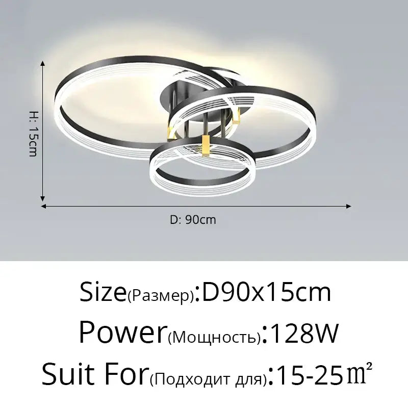 Modern black and gold acrylic circle chandelier pendant light with interlocking rings for indoor living room decorbites pendant lights
