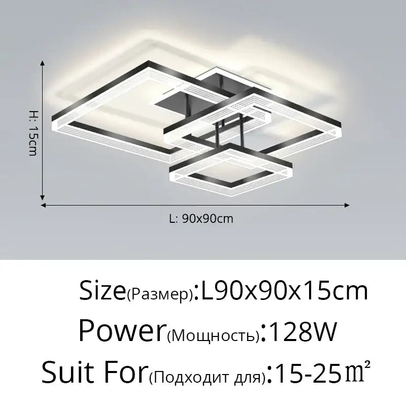 Modern black and white layered square frames pendant lights for indoor use in DecorBites acrylic circle chandelier design