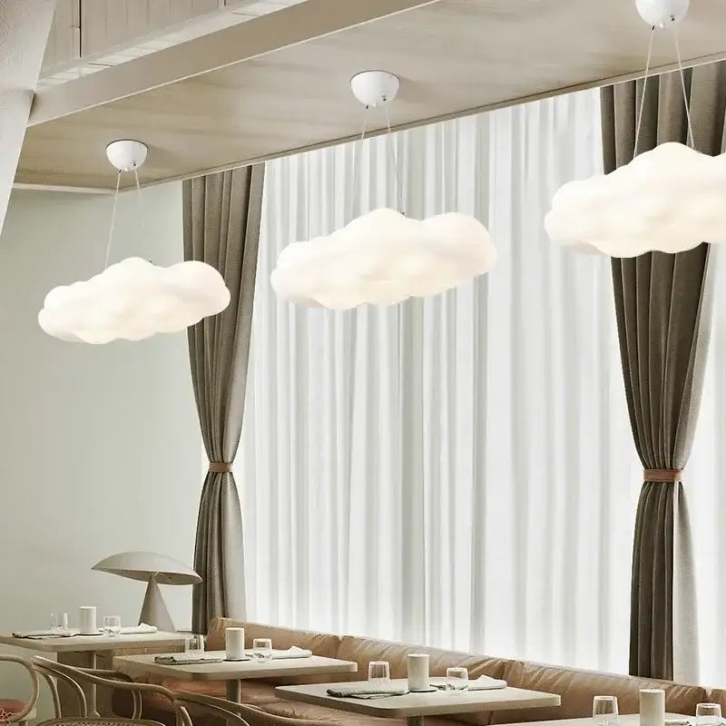 Decorbites acrylic cloud led ceiling chandelier in white with soft diffused glow for living room and bedroom