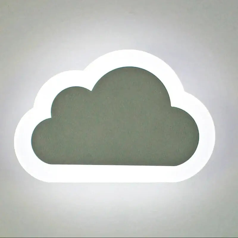 Decorbites acrylic clouds led wall light with glowing white outline and matte gray interior for modern bedroom decor