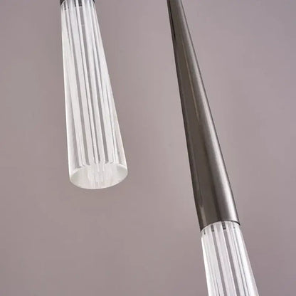 Decorbites™ acrylic cone pendant light with ribbed glass shade and polished metallic finish for villa stair and kitchen